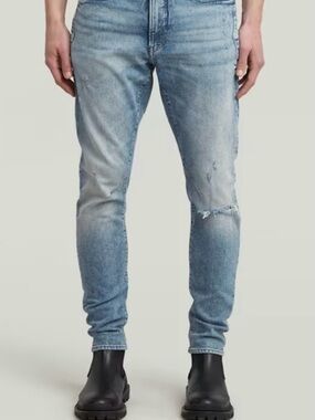G-Star D-staq 3D slim Light Blue Skinny Distressed Jeans